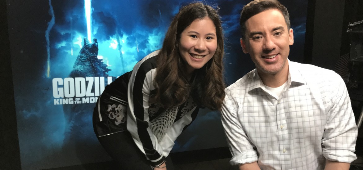 Reporter Emilie with Godzilla director Michael Dougherty 