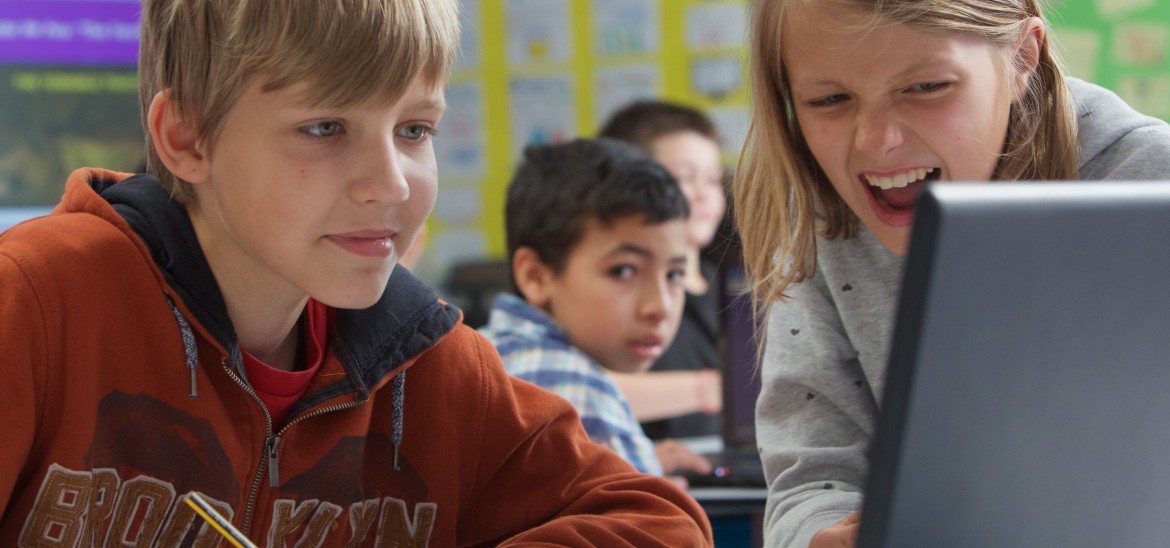Children using laptop image (Anson Primary)