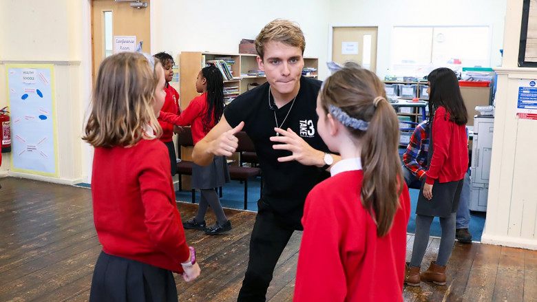 Tyler Kennington stunt workshop, St. Monica's Primary School, Cardiff