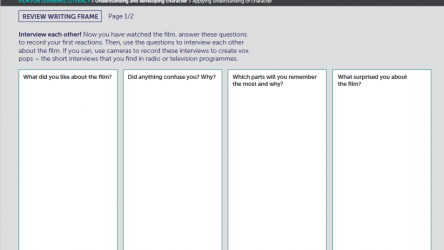 Review writing frame