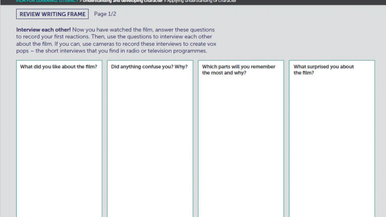 Review Writing Frame