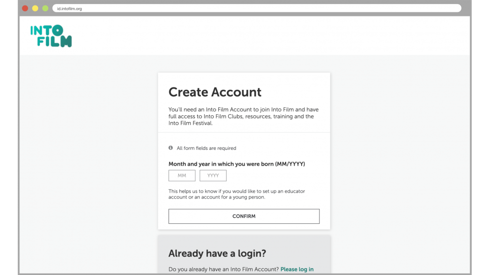 Create an Account - DOB - 1