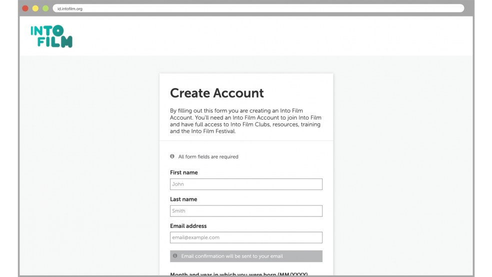 Create an Account - DOB - 2