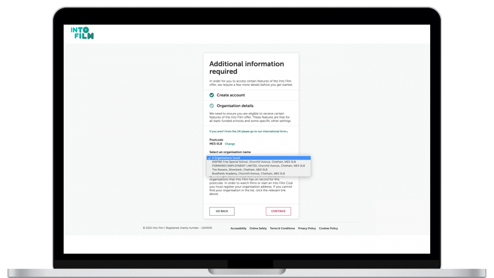 Sign up showing multiple organisations found