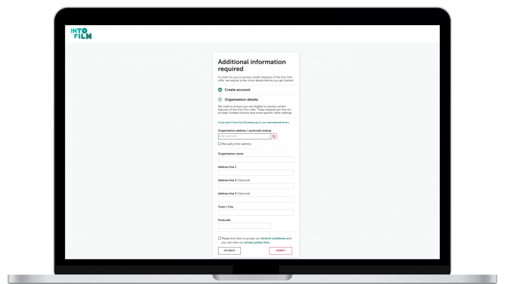sign up to allow manual entering of address