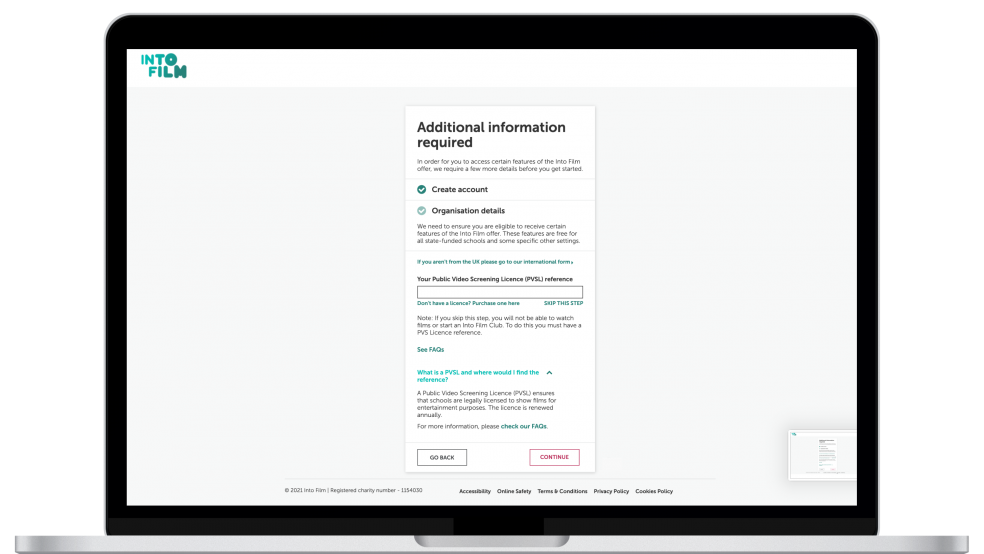 Sign up for non-school organisations asking them for PVSL reference