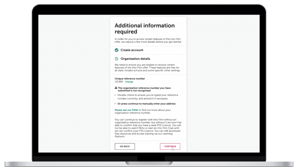 Sign up where the URN/SEED/IRN are not recognised