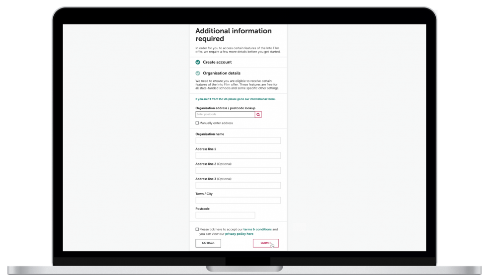 Sign up where a user needs to manually enter their address