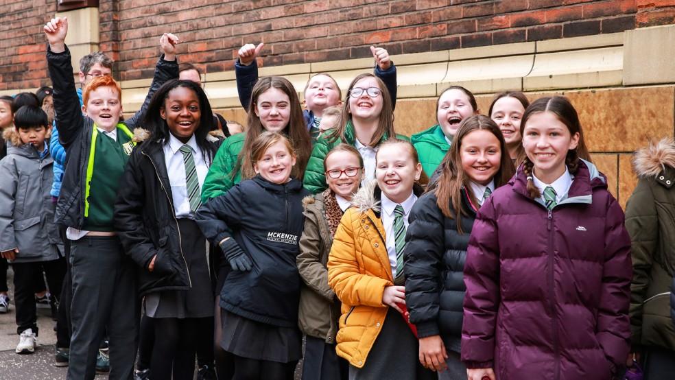 Getting a good group shot outside of the cinema
