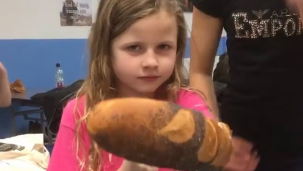 A young person wields a deadly baguette while filming 'Food Fight'