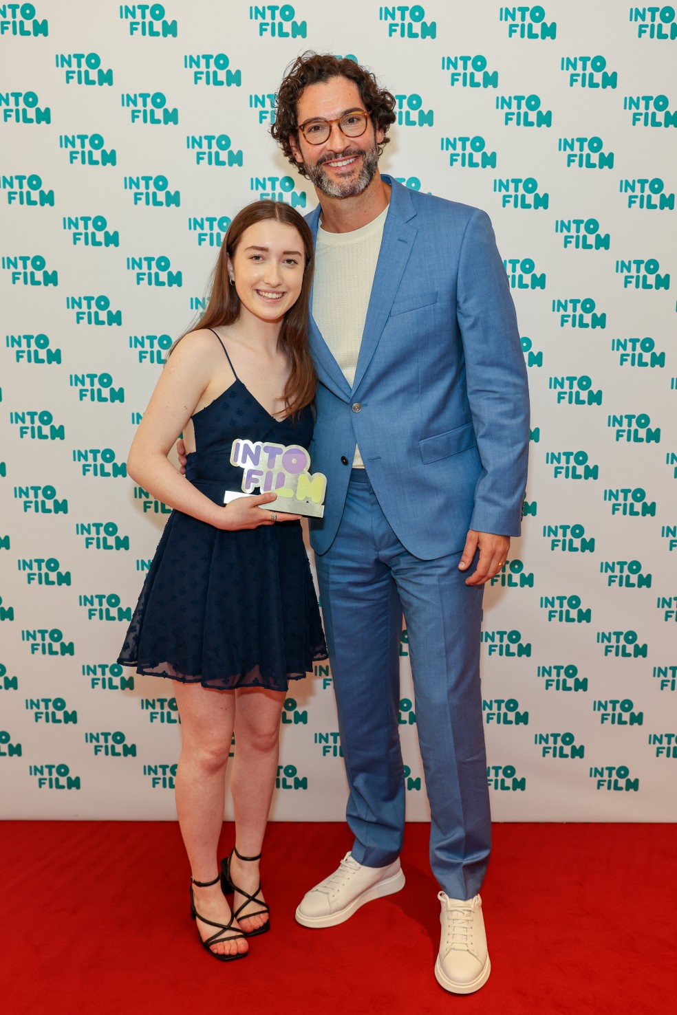 Best Animation - 12 and Over winner Zoe with actor Tom Ellis