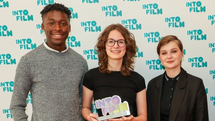 Best Film - 16-19 winner Freya with actors Sheyi Cole and Lola Petticrew