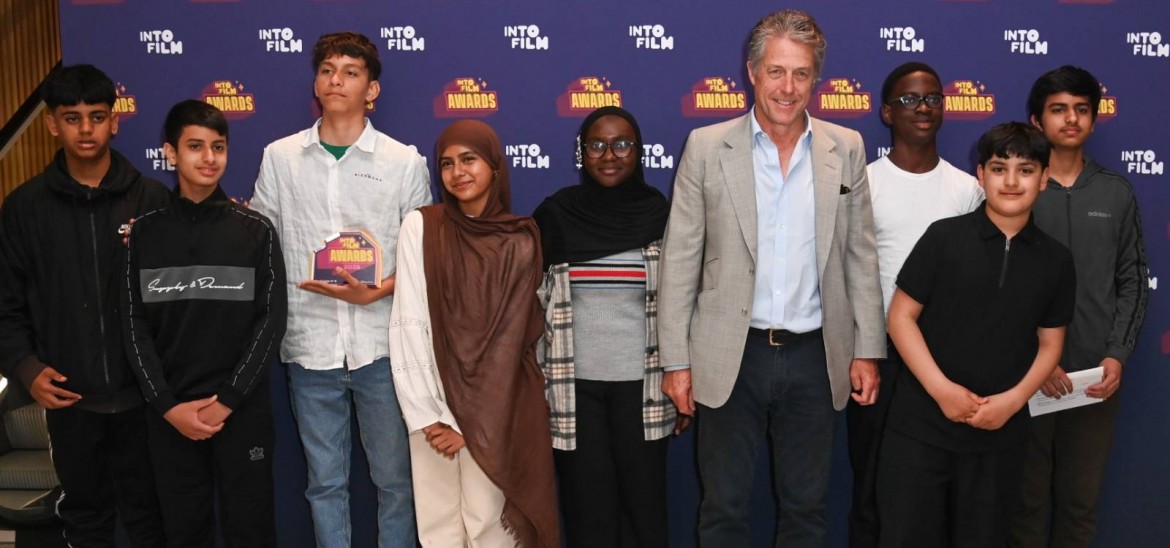 'Animated Voices' filmmakers with Hugh Grant at the 2025 Into Film Awards