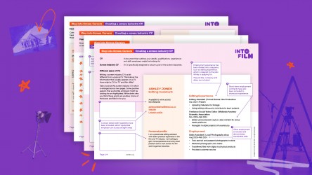 An activity sheet looking at how to create a CV for the screen industries t