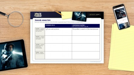An activity sheet to support the delivery of Space Force: Analysing AI thum