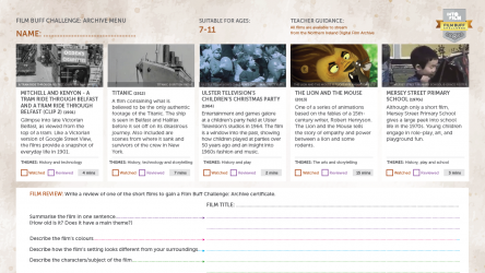 Film Buff Challenge: Archive activity sheets for 7-11 year olds. thumbnail