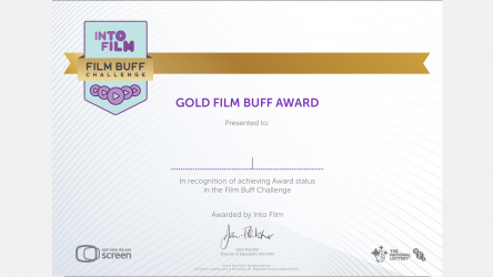 The Film Buff Challenge 2023 gold certificate. thumbnail