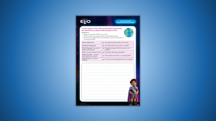 Persuasive literacy task to convince classmates their planet is habitable. 