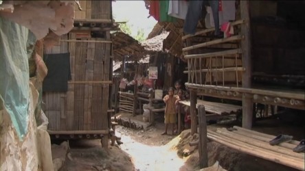 Karen people flee from their homeland in Burma to Mae La Camp in Thailand. 