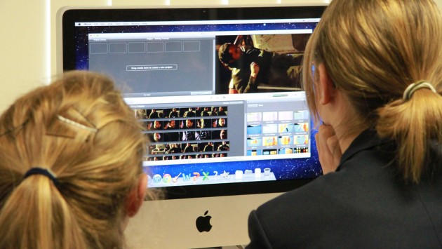 Students using iMovie